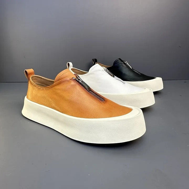 Handmade Retro Zipper Loafers