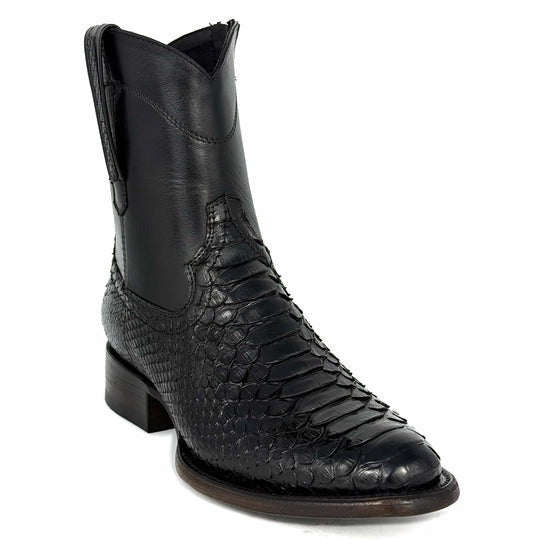Python Leather Boots In Black