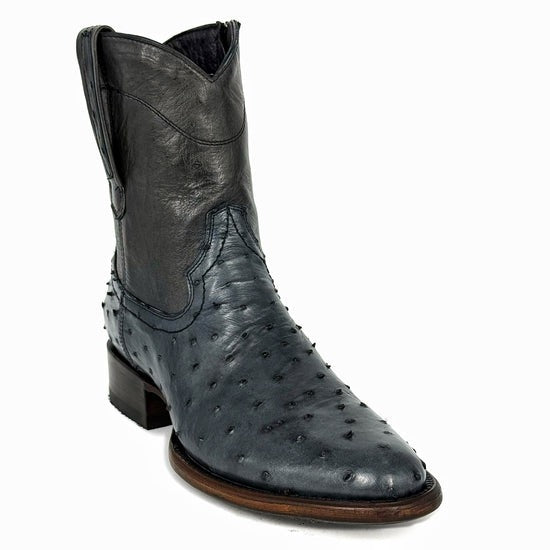 Handmade Ostrich Leather Cowboy Ankle Boots