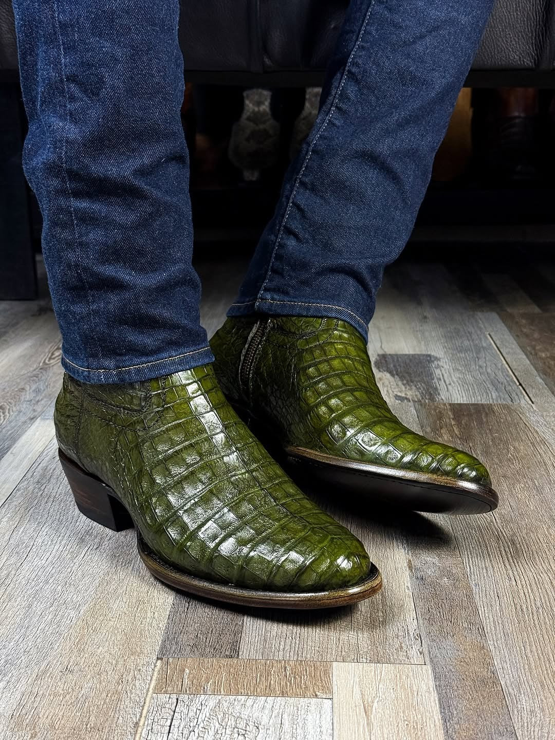 Handmade Crocodile Leather Ankle Boots