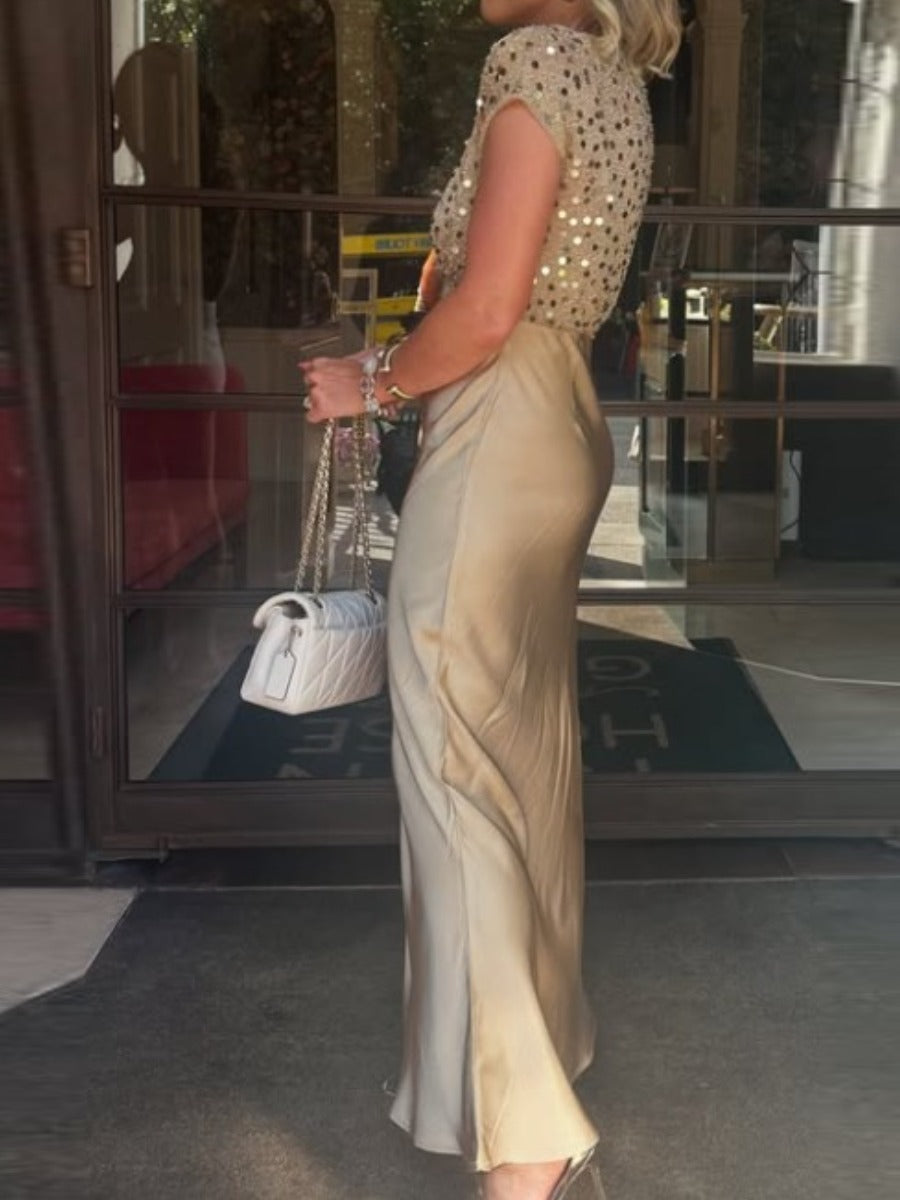 Gold Sequin Elegant Occasion Dress