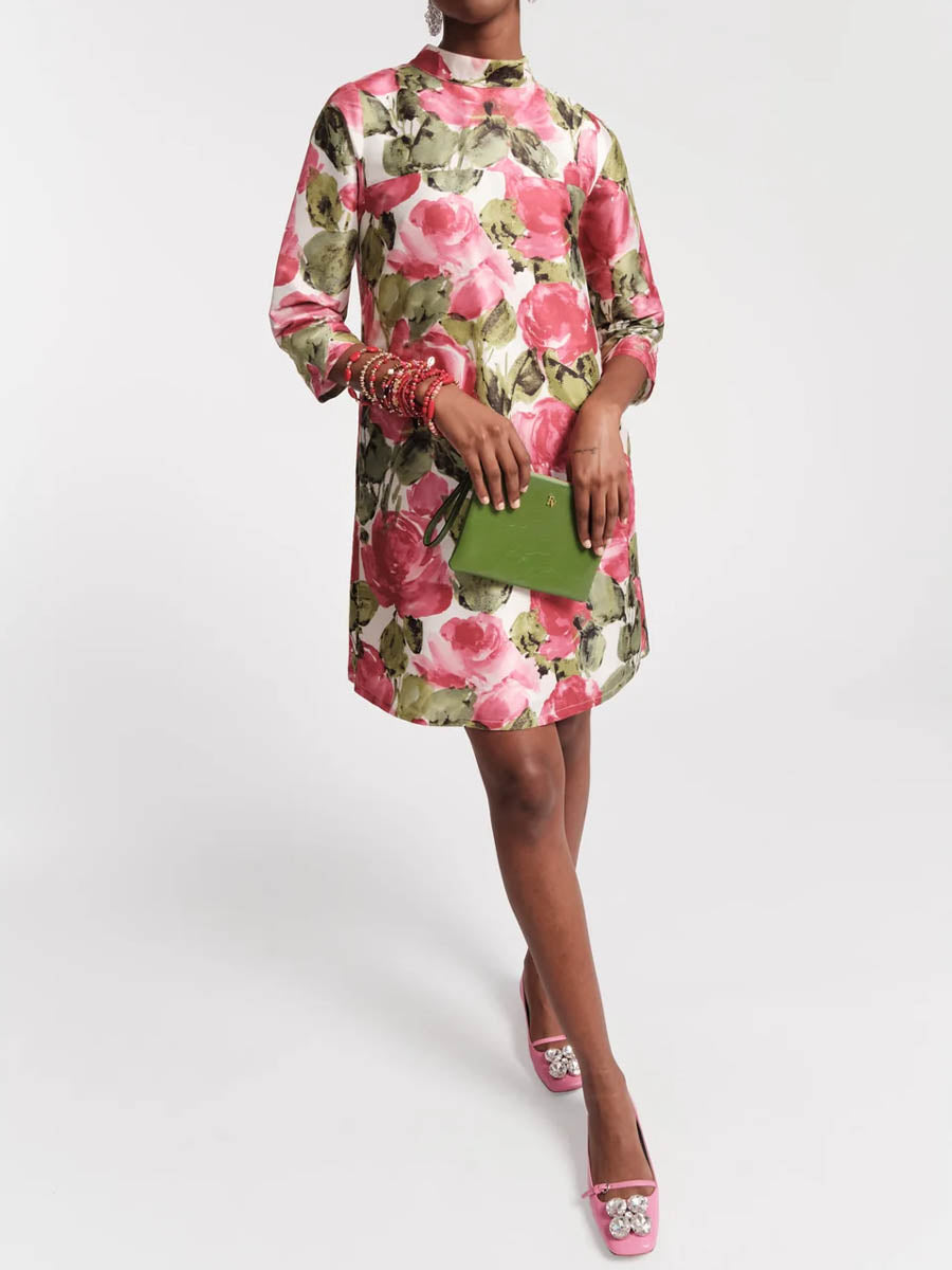 Floral Printed Bow Mini Dress