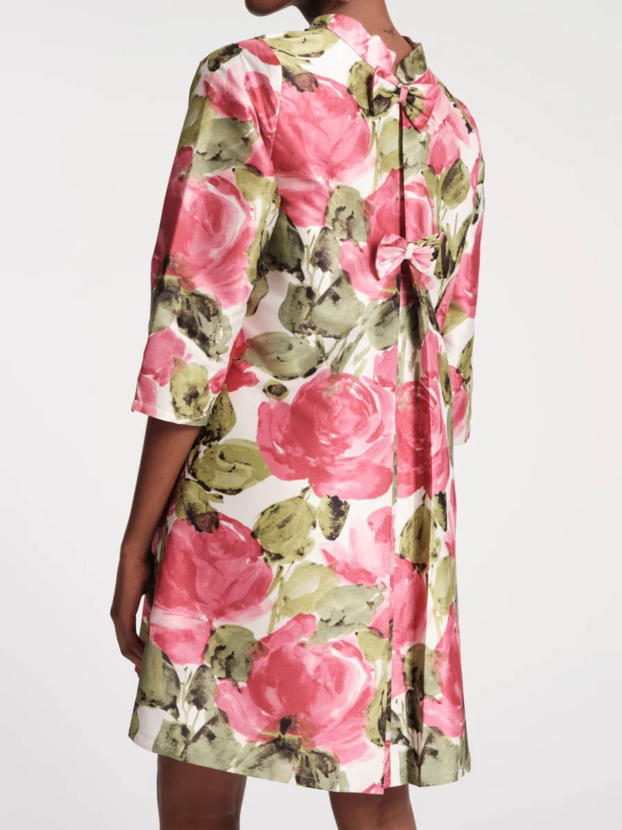 Floral Printed Bow Mini Dress