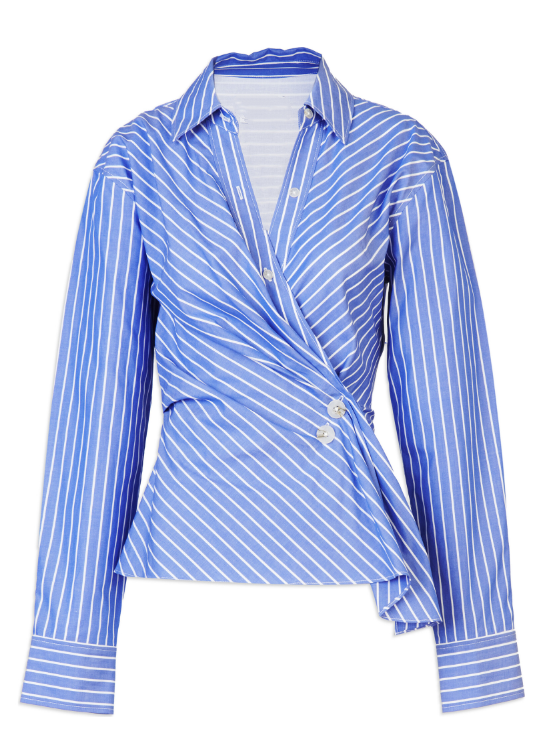 Chic Blue Stripe Long Sleeve Shirt