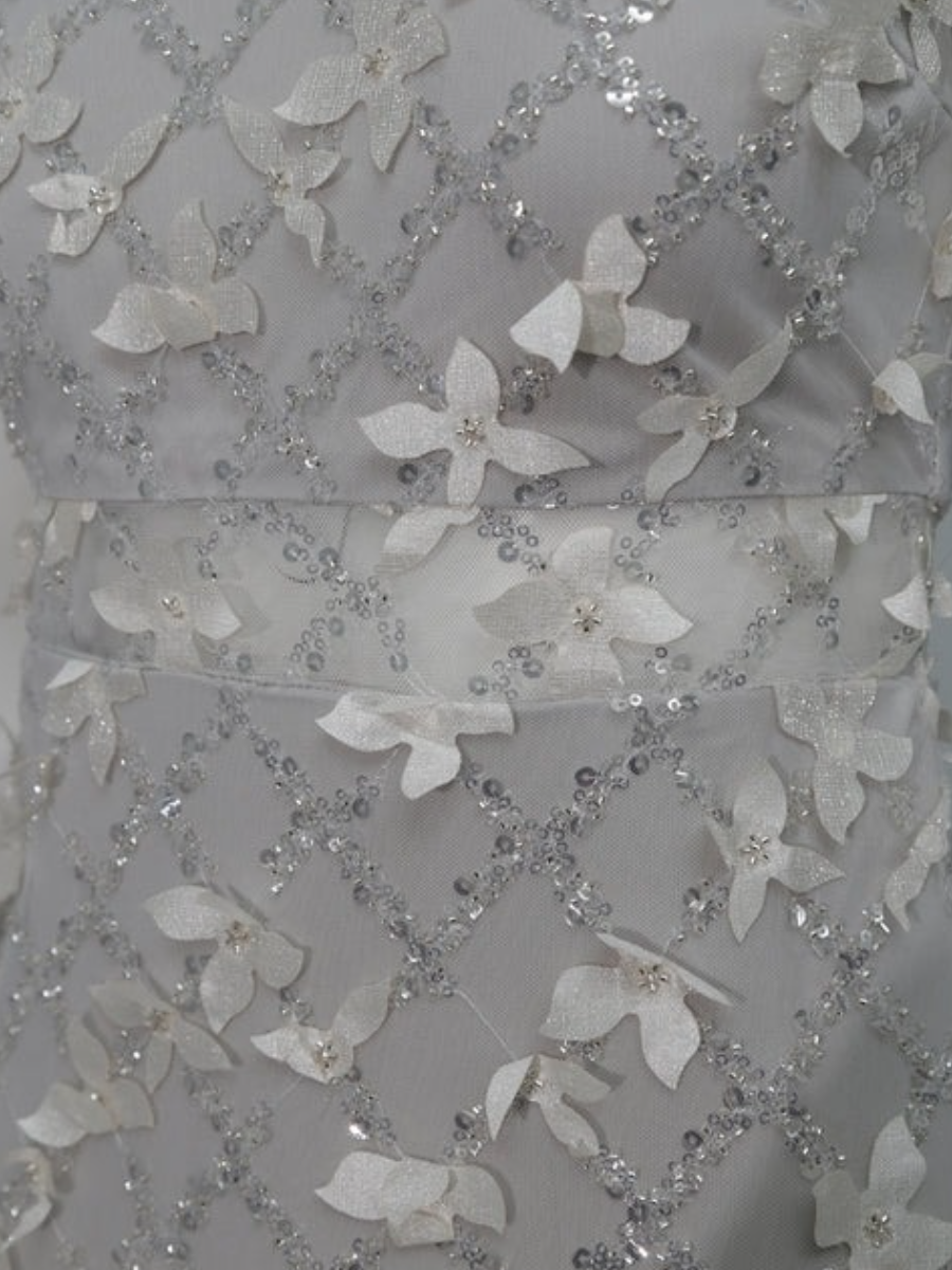 White Elegant Embossed Sequin Dress
