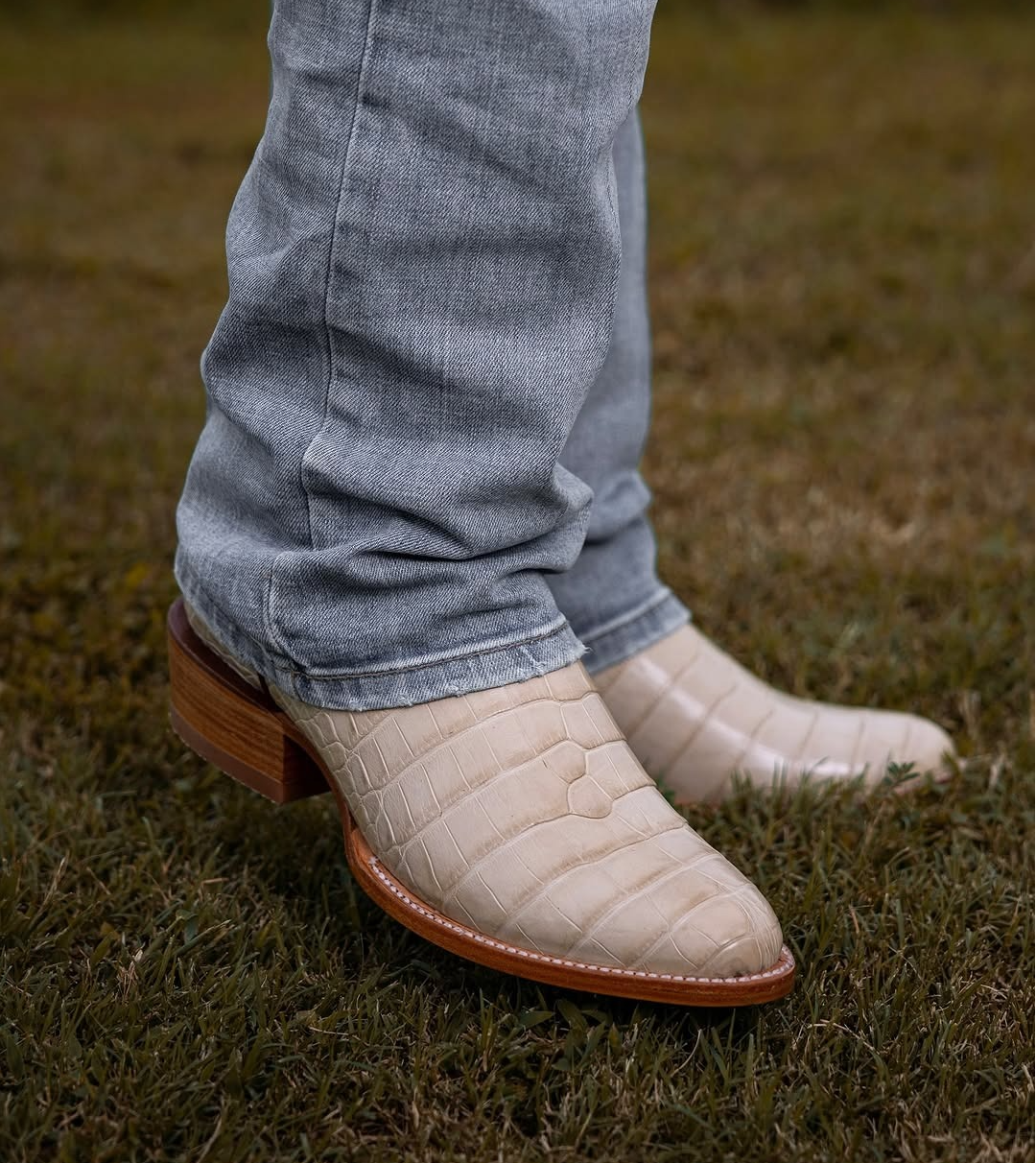 Handcrafted Ivory Crocodile Leather Cowboy Boots