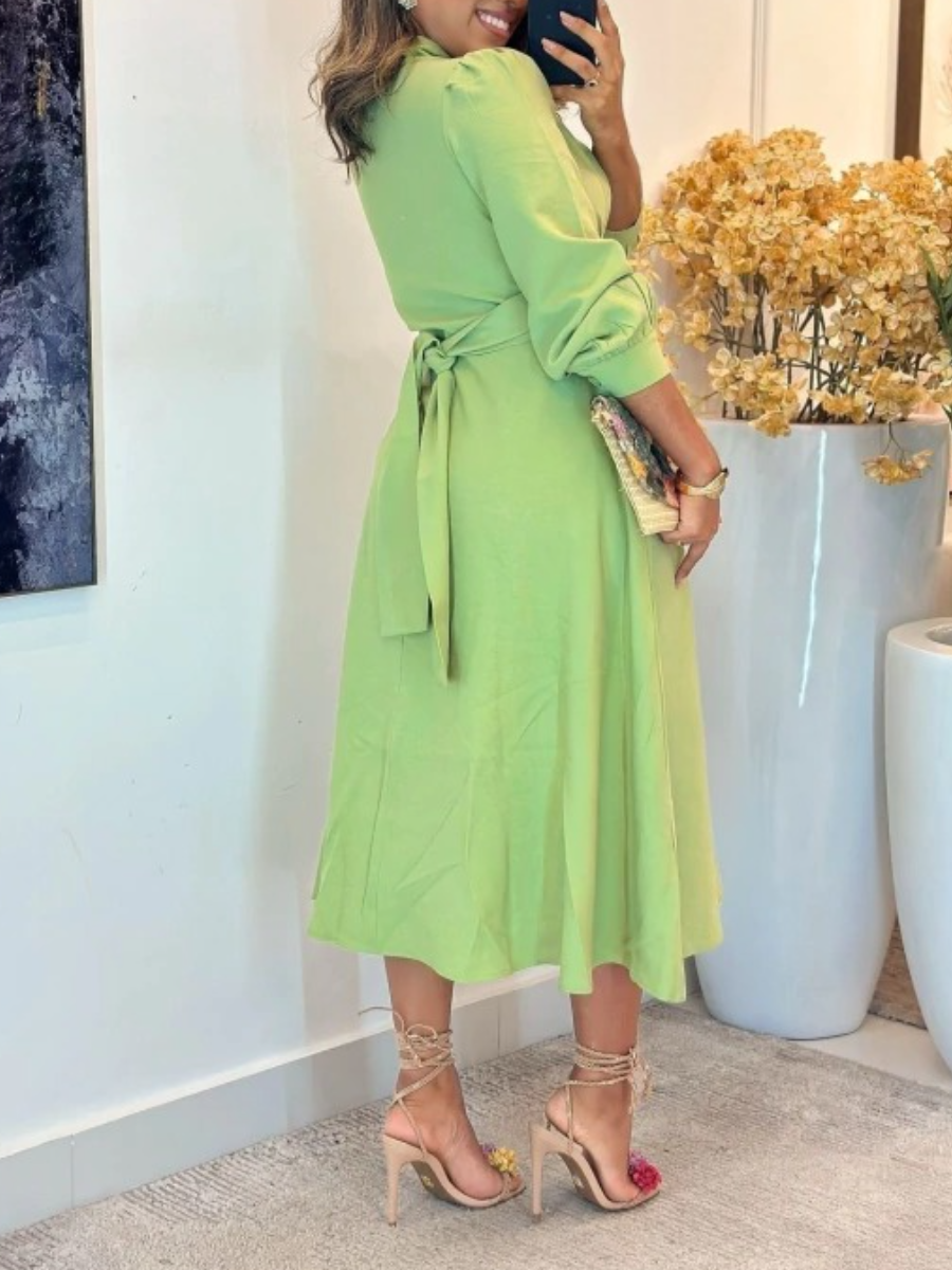Groovy Linen Long Sleeve Midi Dress