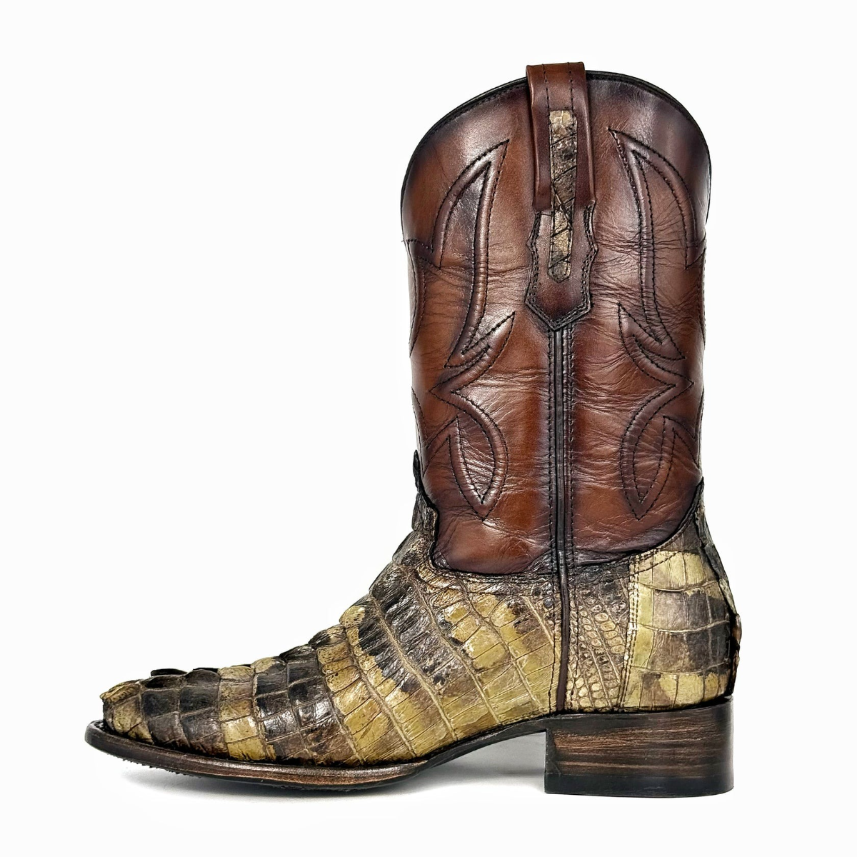 Handmade Crocodile Skin Print Cowboy Boots