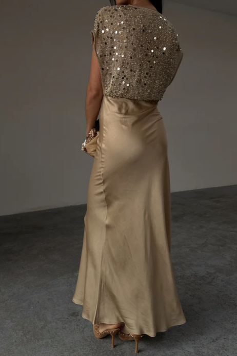 Gold Sequin Elegant Occasion Dress