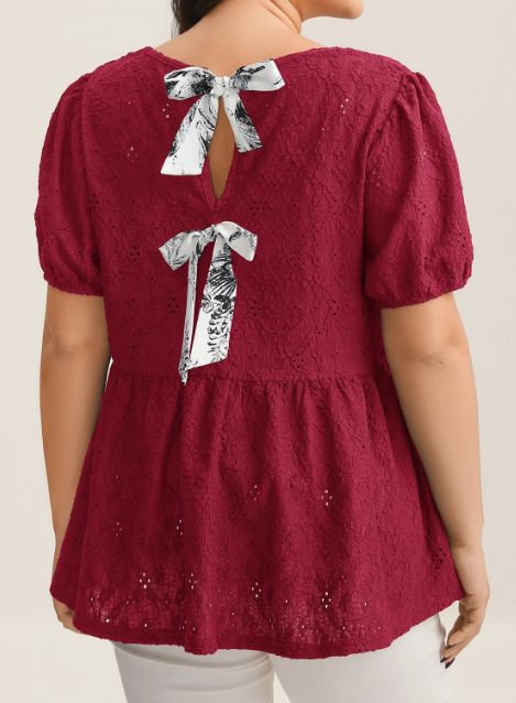 Back Bow Tie Textured Top