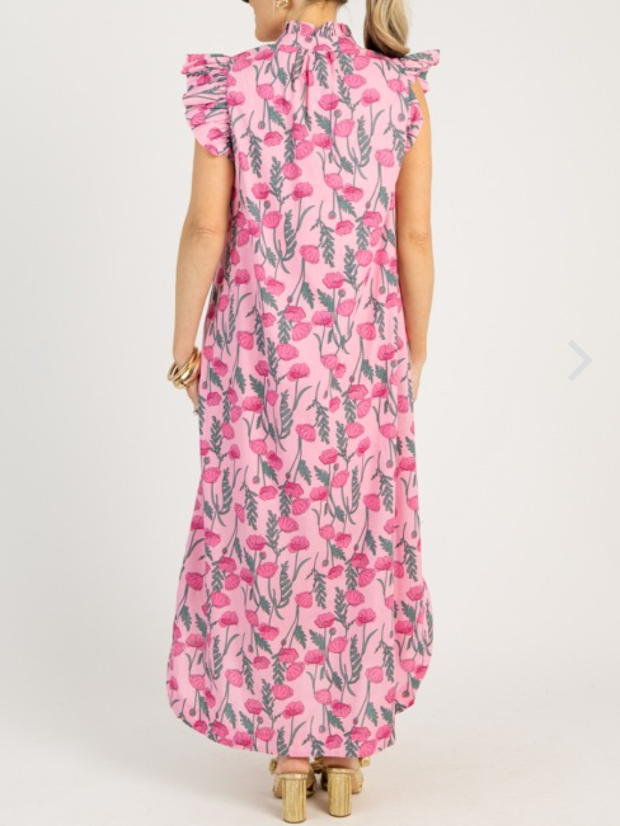 Sweet Plant Flower Printed V-neck Dress