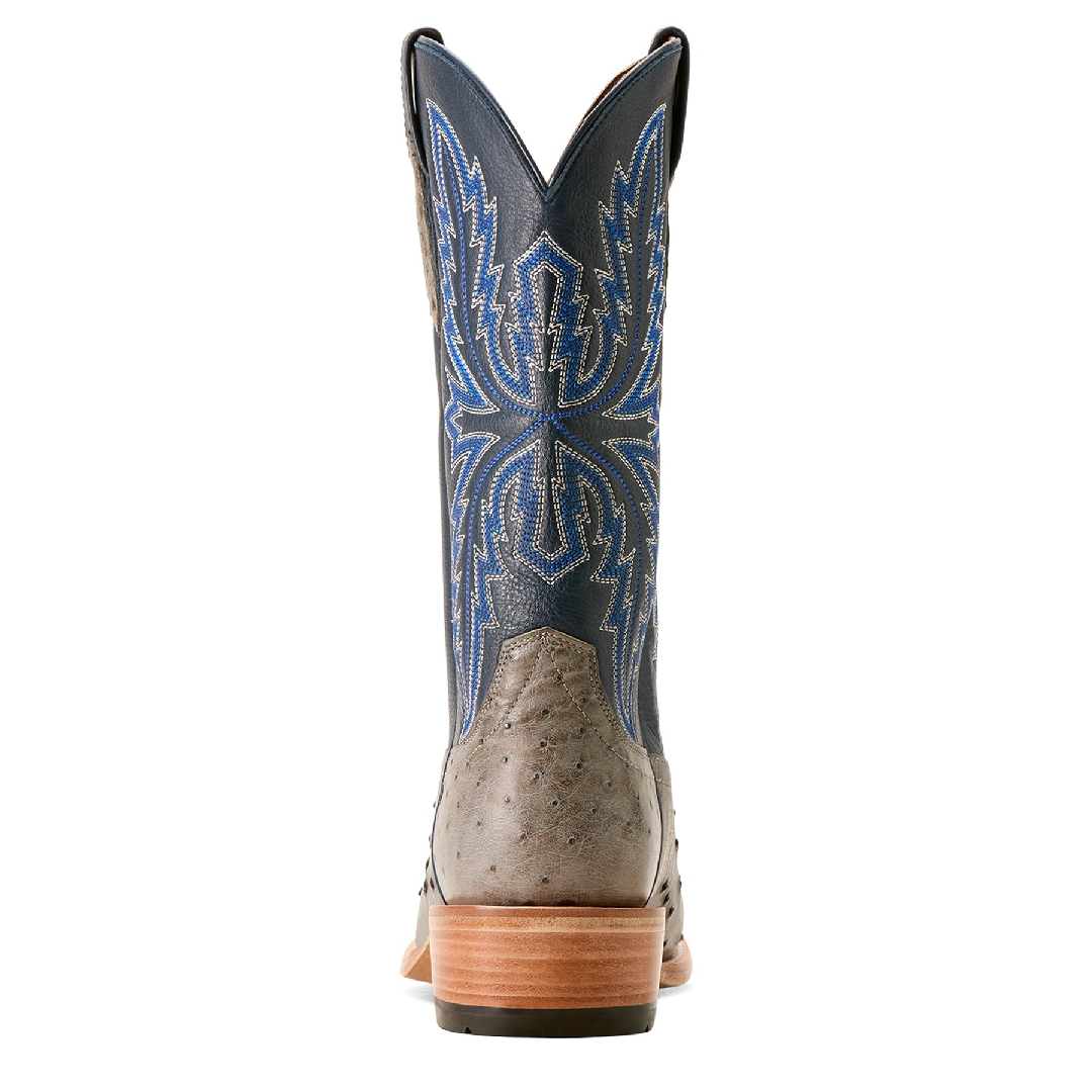 Gray Ostrich Leather Print Cowboy Boots