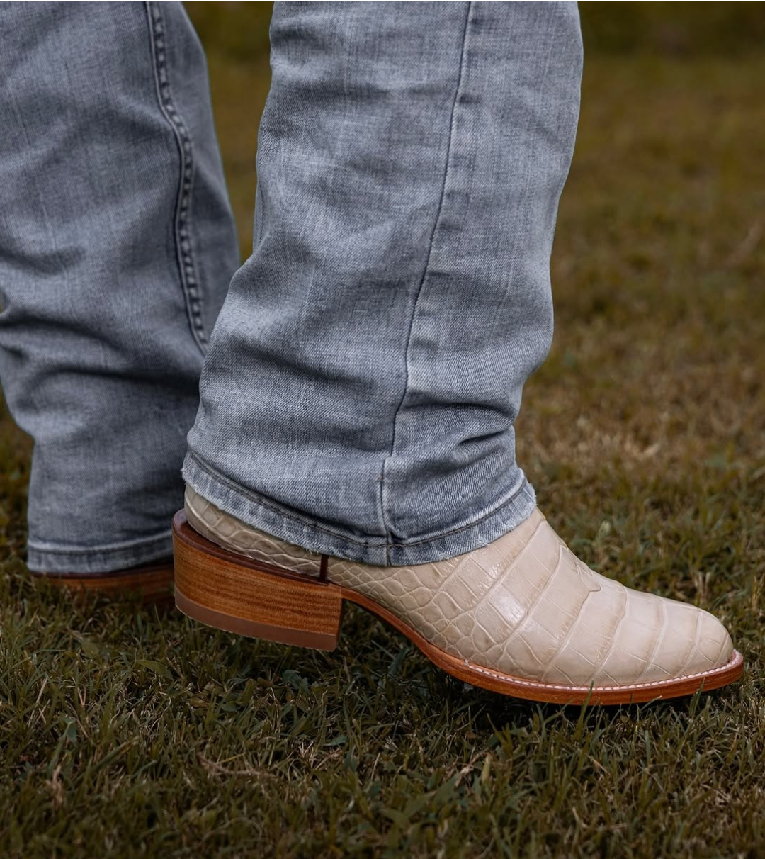 Handcrafted Ivory Crocodile Leather Cowboy Boots