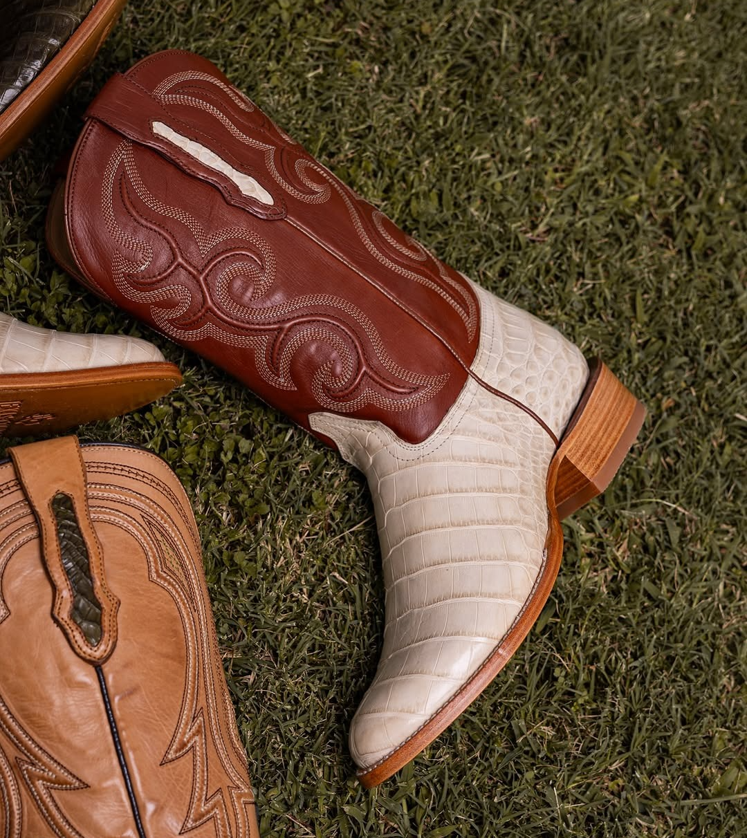 Handcrafted Ivory Crocodile Leather Cowboy Boots