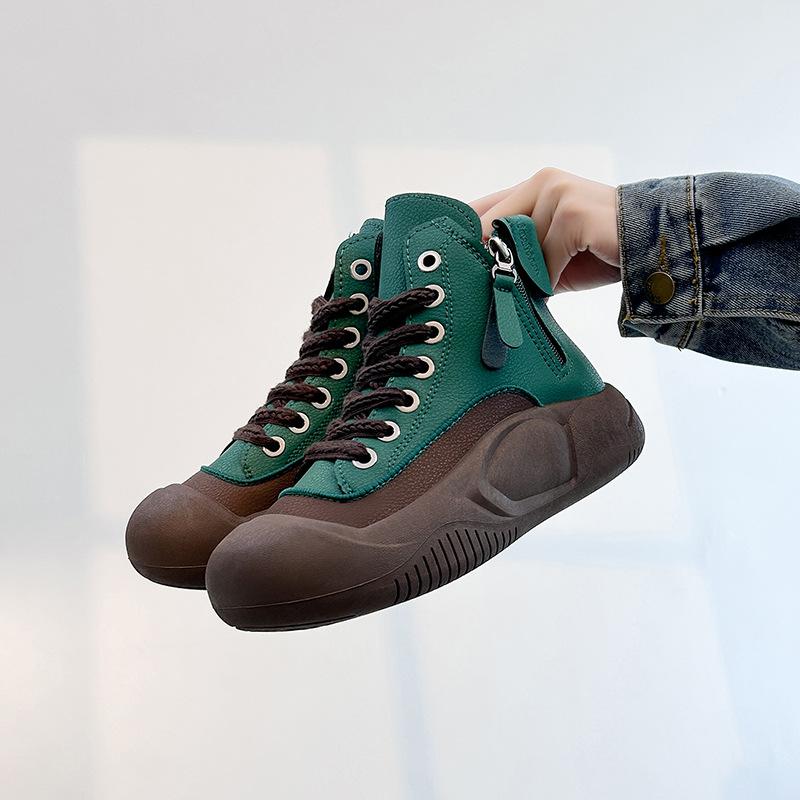 Casual Thick-Soled Waterproof Leather Boots