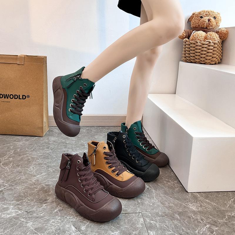 Casual Thick-Soled Waterproof Leather Boots