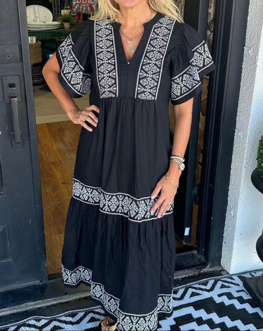 Embroidered Chic Comfy Dress