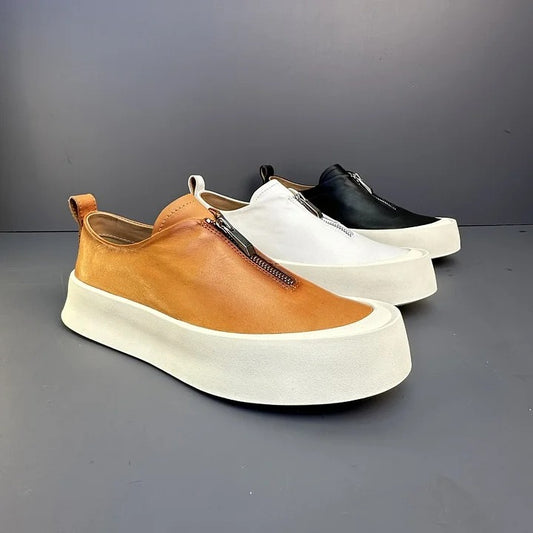 Handmade Retro Zipper Loafers