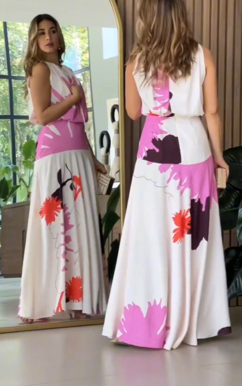 Fun Printed Slit Maxi Dress