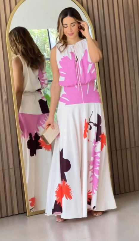 Fun Printed Slit Maxi Dress
