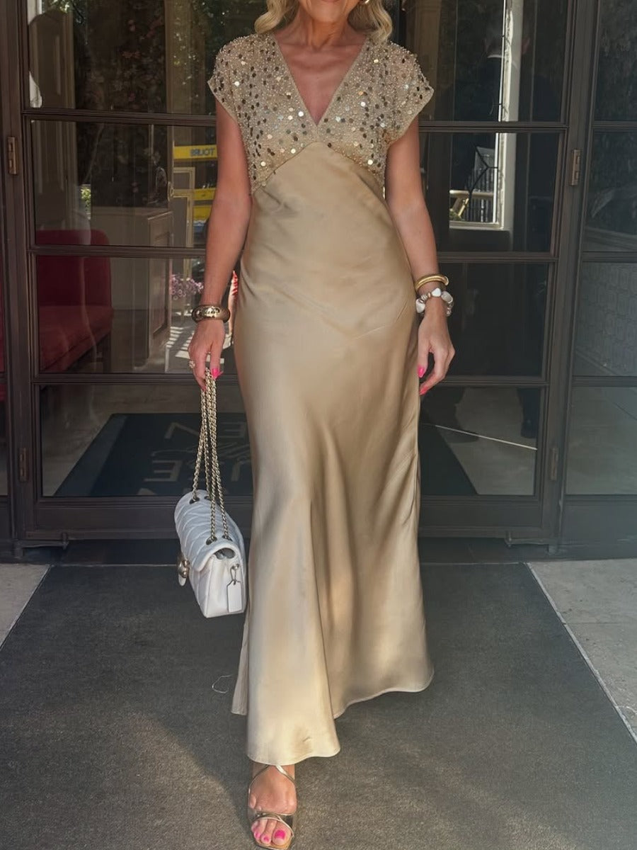 Gold Sequin Elegant Occasion Dress