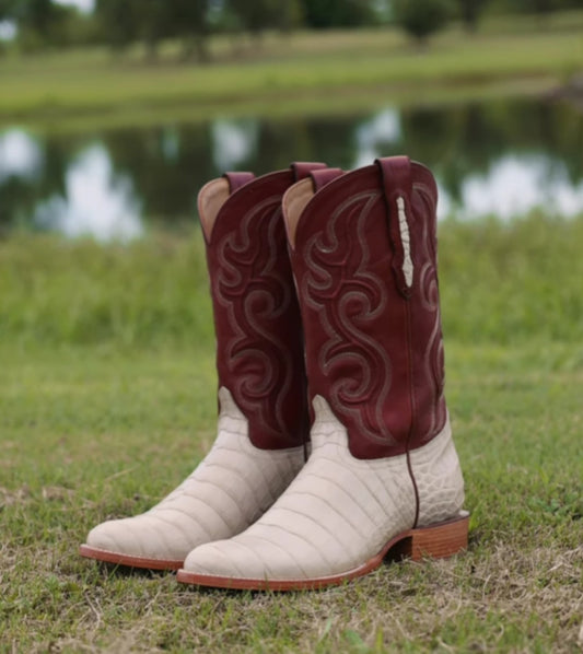 Handcrafted Ivory Crocodile Leather Cowboy Boots