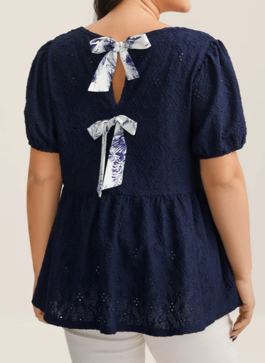 Back Bow Tie Textured Top