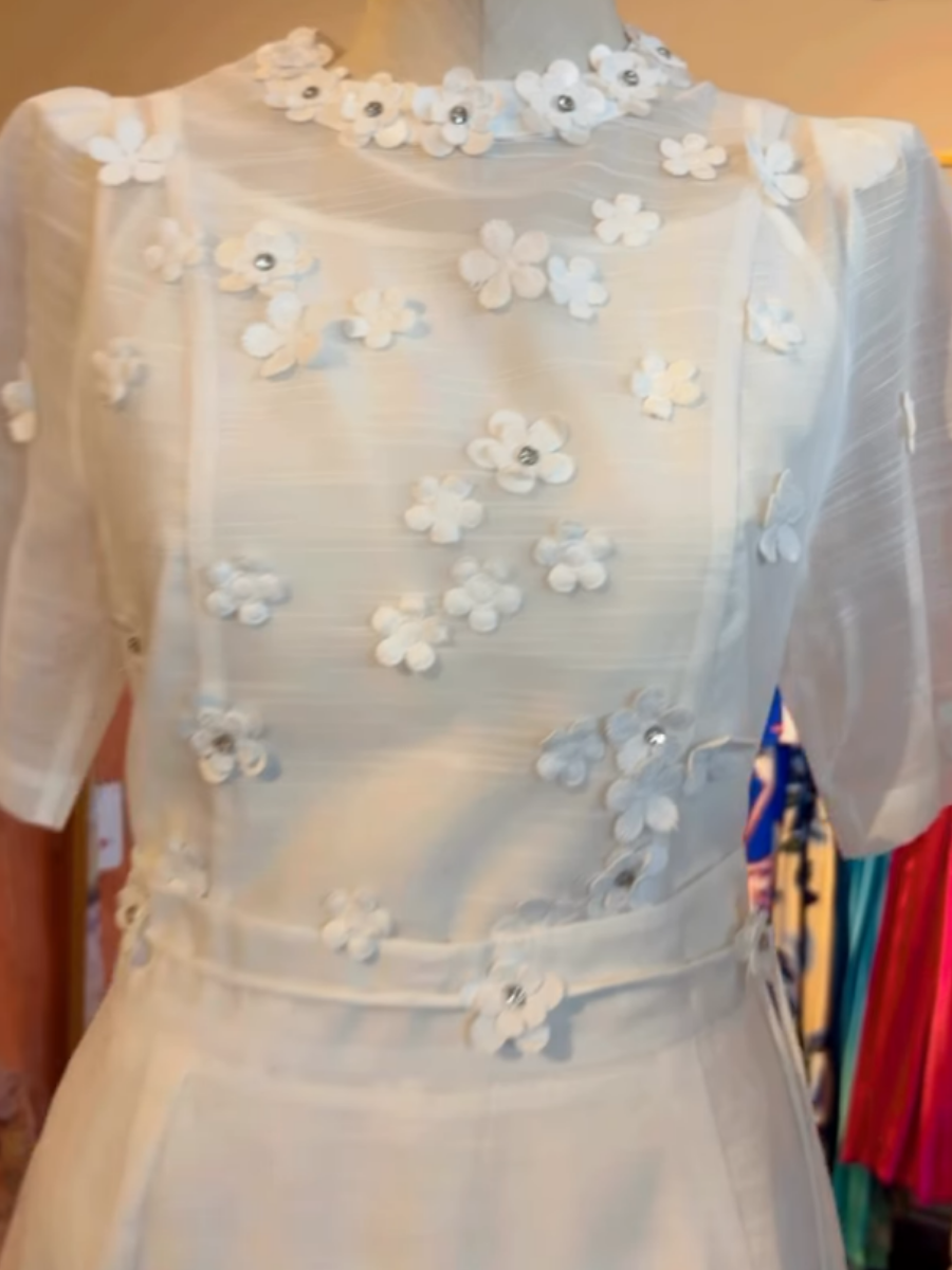 Solid Color Dress Of Three-dimensional Flowers