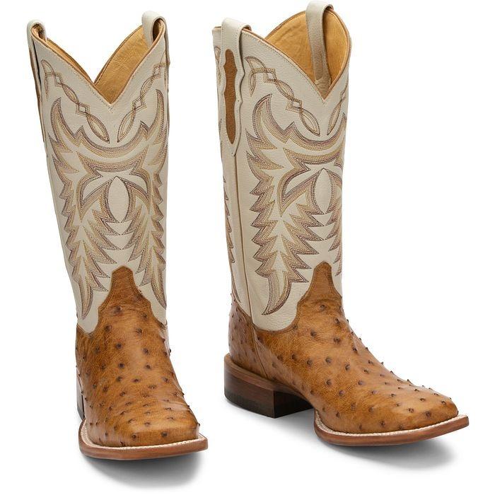 Classic Wide Toe Ostrich Leather Cowboy Boots