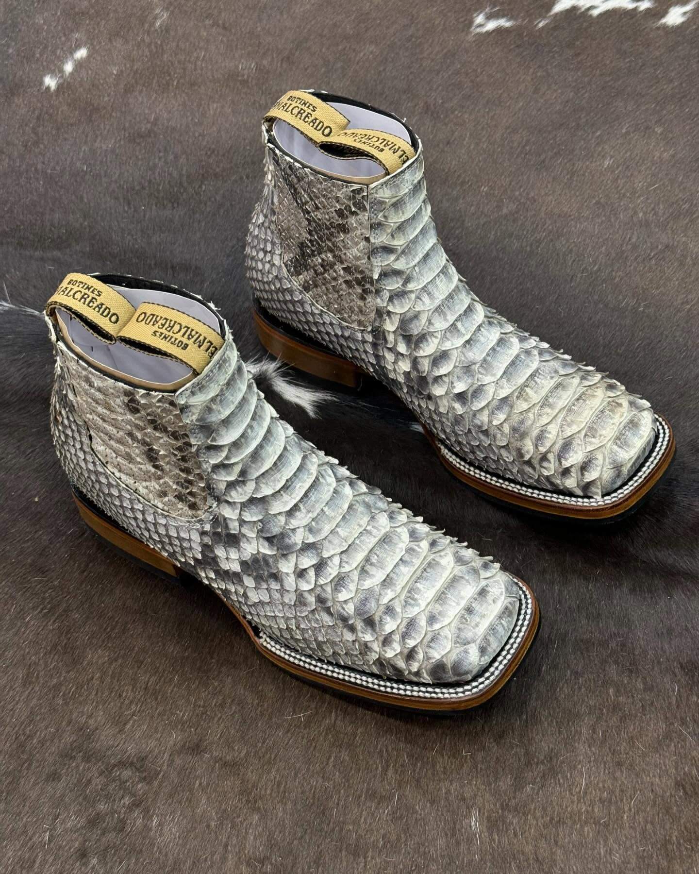 Handmade Wide Toe Python Ankle Boots