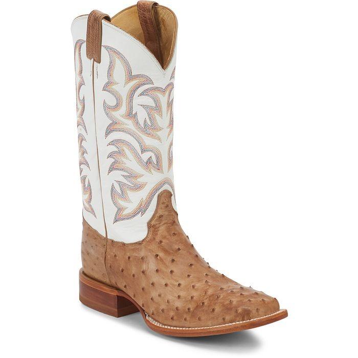 Classic Wide Toe Ostrich Leather Cowboy Boots