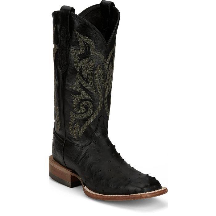 Classic Wide Toe Ostrich Leather Cowboy Boots