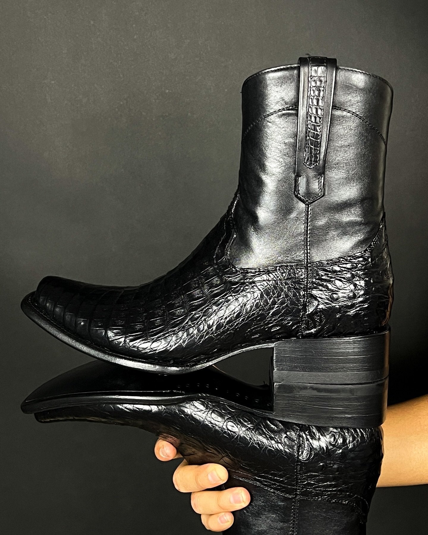 Handmade Crocodile Leather Western Cowboy Boots