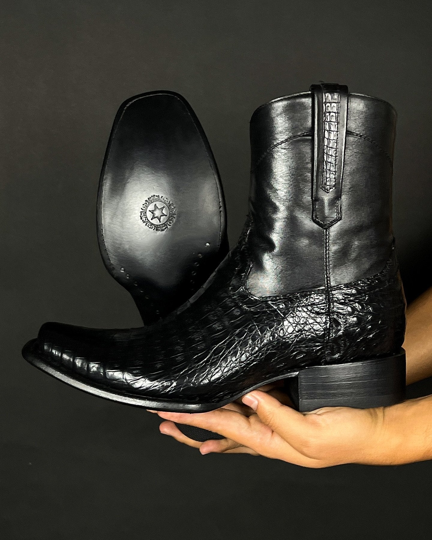 Handmade Crocodile Leather Western Cowboy Boots