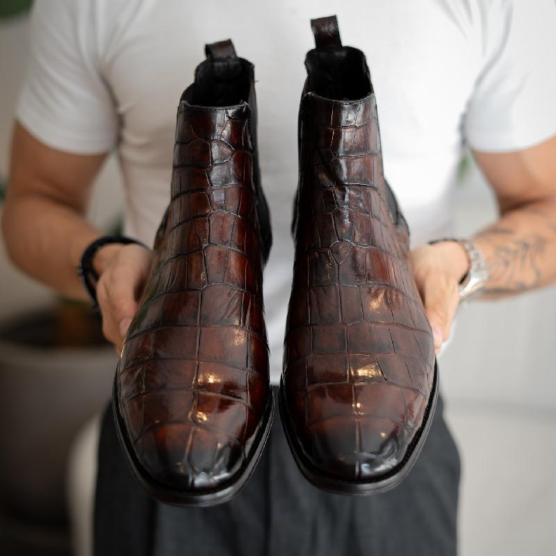 Handmade Crocodile Chelsea Boots