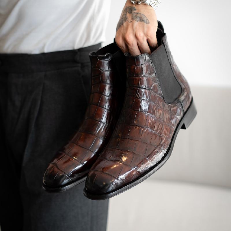 Handmade Crocodile Chelsea Boots