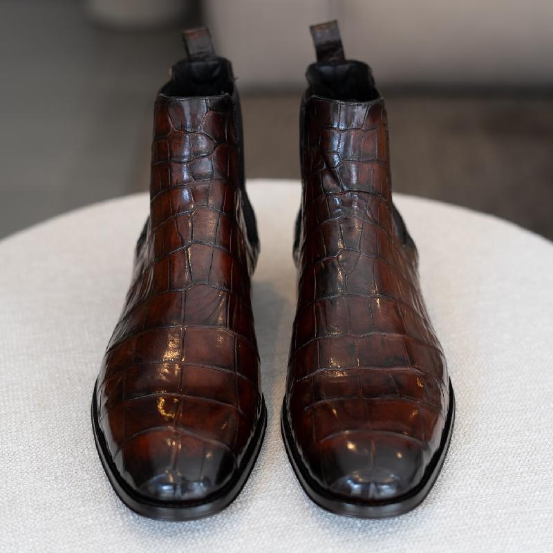 Handmade Crocodile Chelsea Boots