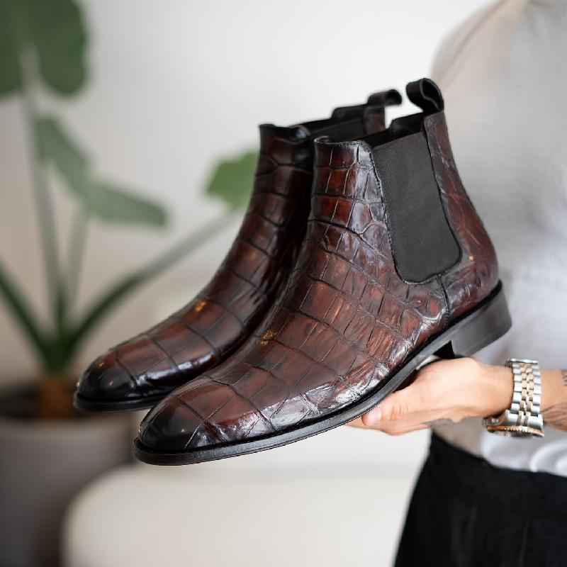 Handmade Crocodile Chelsea Boots